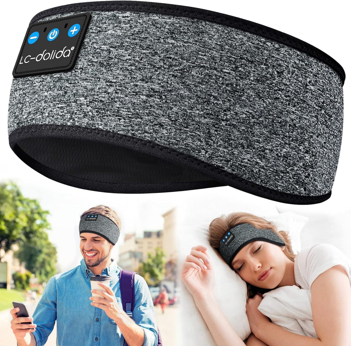 LC-dolida ash-grey travel-ready headband for on-the-go rest