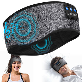 LC-dolida Sleep Headphones Headband in box highlights 3-in-1 design for travel and sleep.