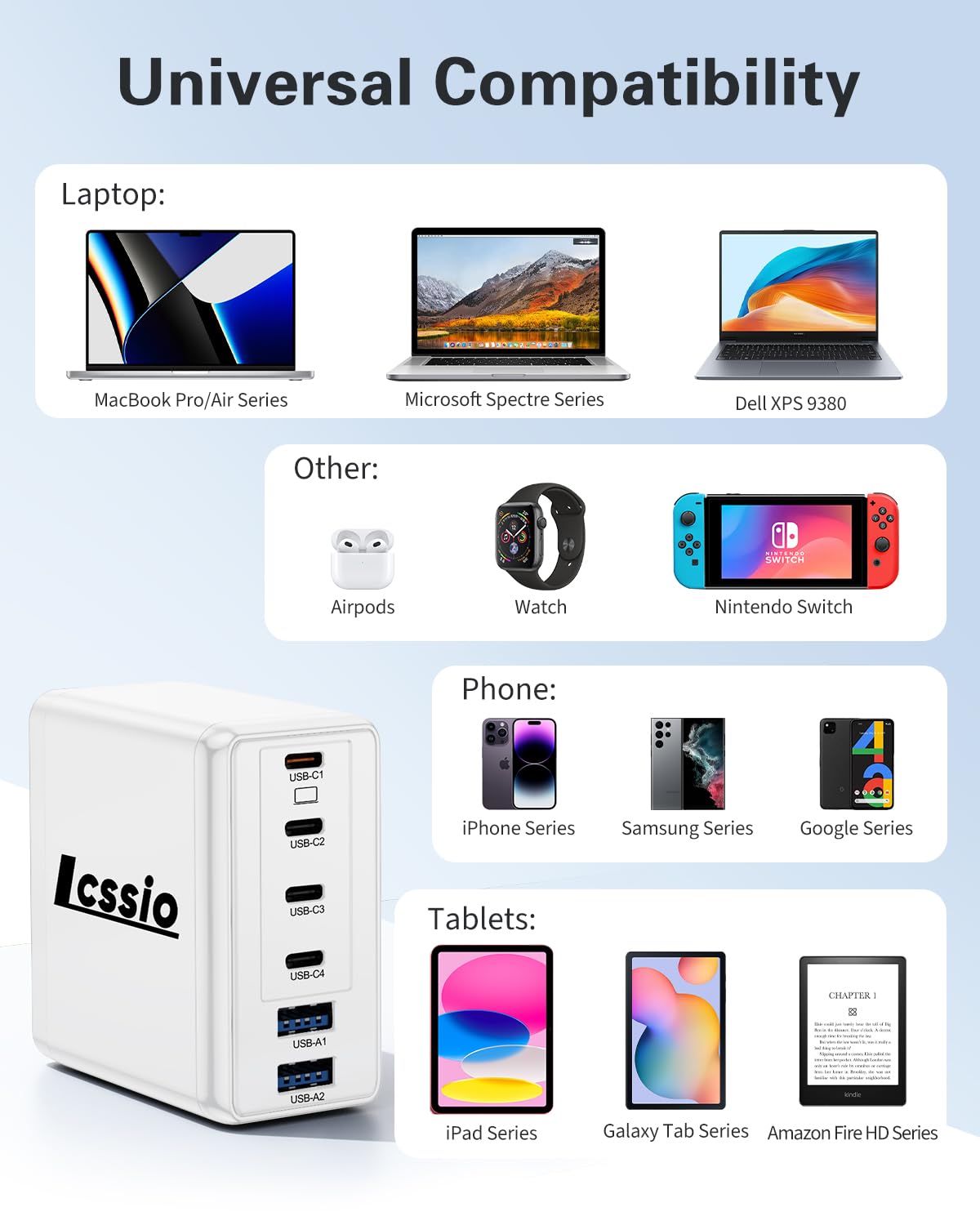 Lcssio size comparison next to phone shows lightweight portability