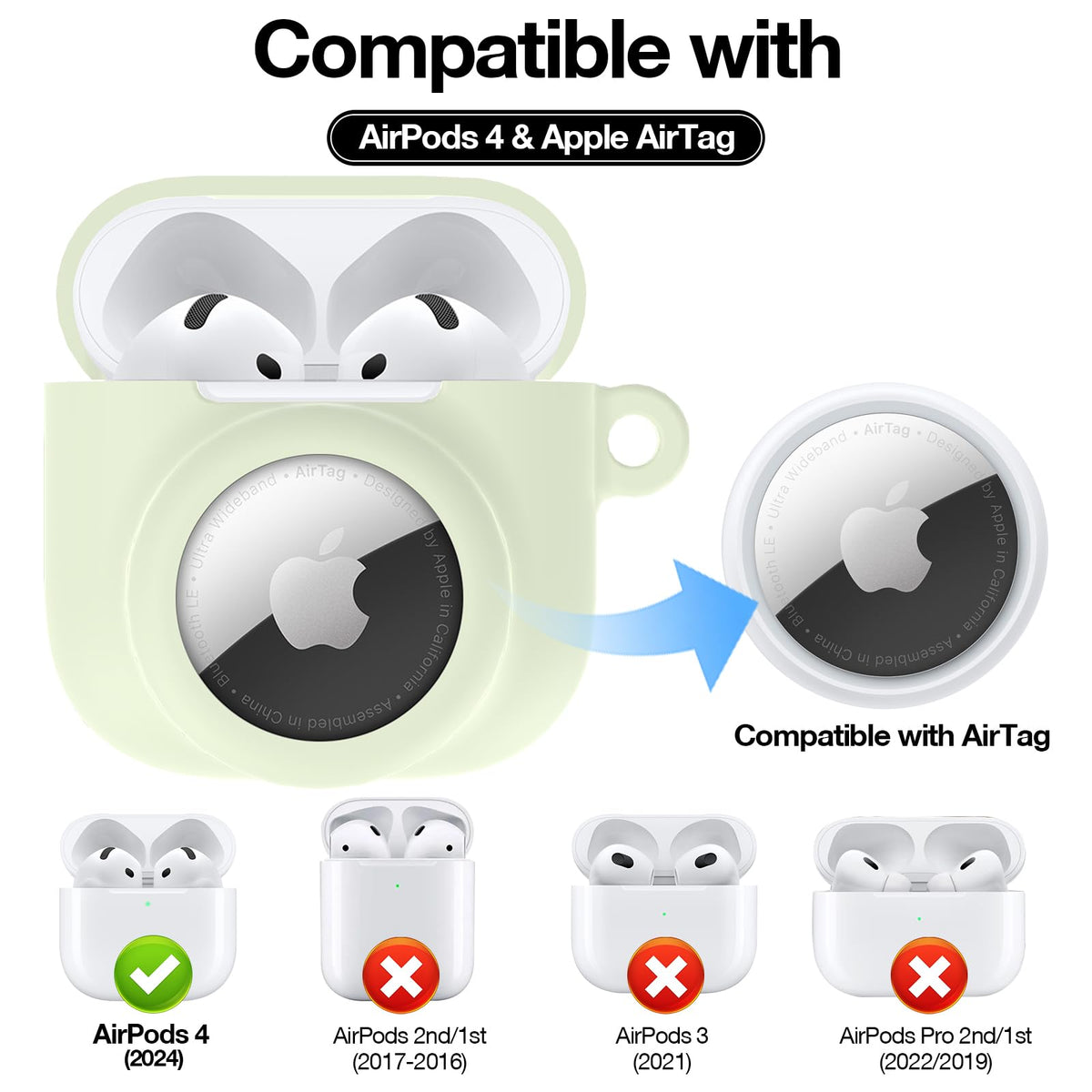 LDSXAY 360° protection silicone on AirPods 4 and AirTag case