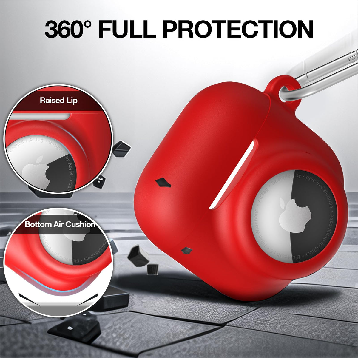 LDSXAY AirPods 4 with AirTag slot, red case, easy tracking