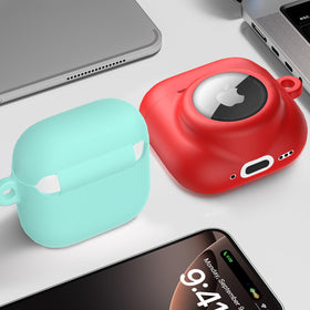 LDSXAY red 2-in-1 case fits AirPods 4 and AirTag