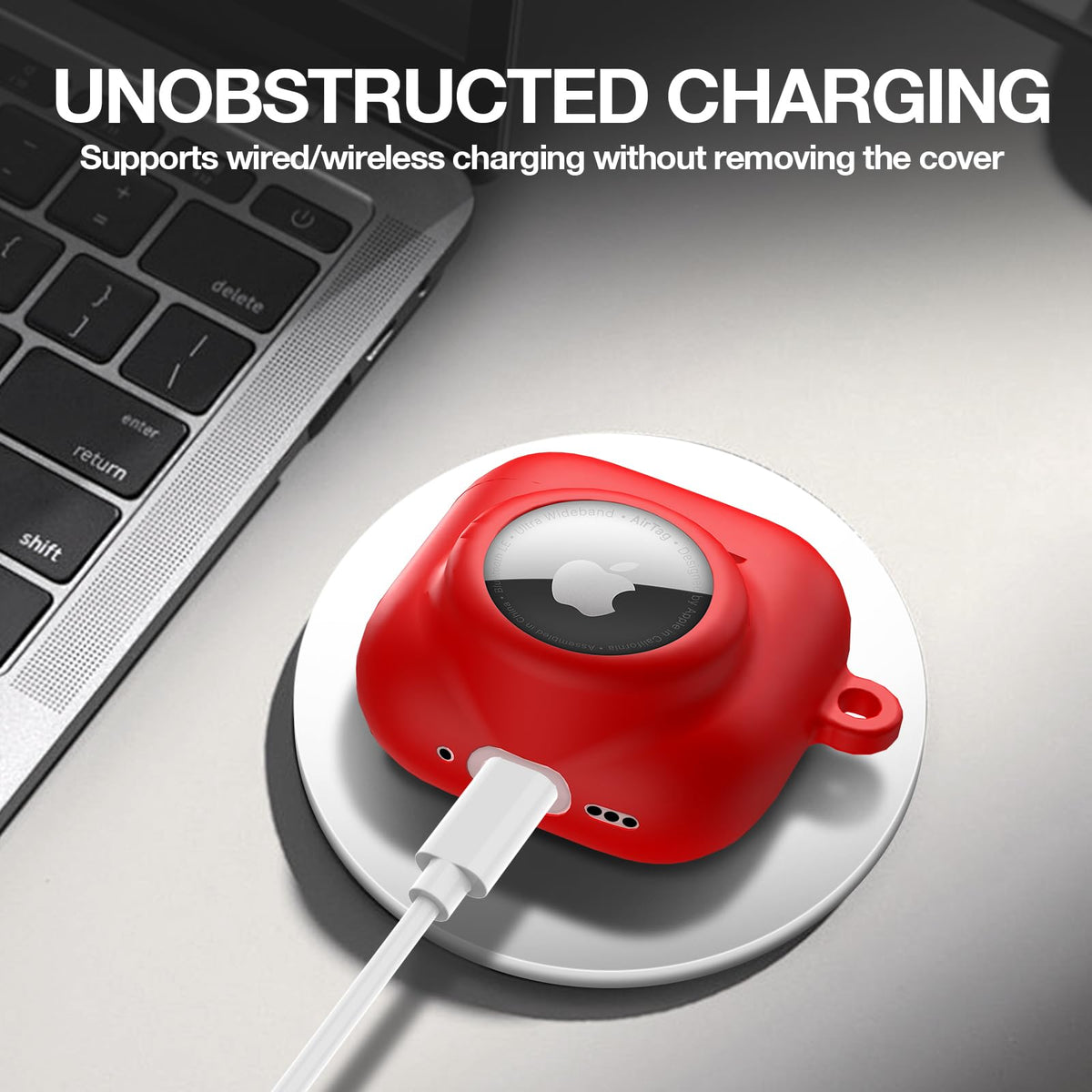 LDSXAY red AirPods case supports wireless charging without removal