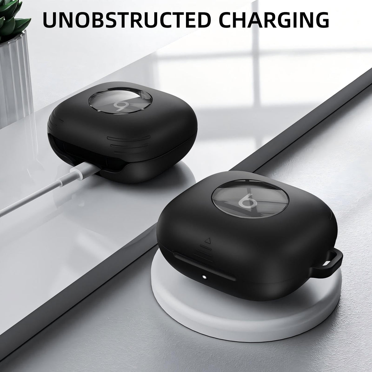 LDSXAY Powerbeats Fit case with carabiner and cleaning pen for on-the-go care.