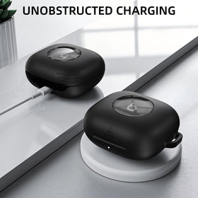 LDSXAY Powerbeats Fit case with carabiner and cleaning pen for on-the-go care.