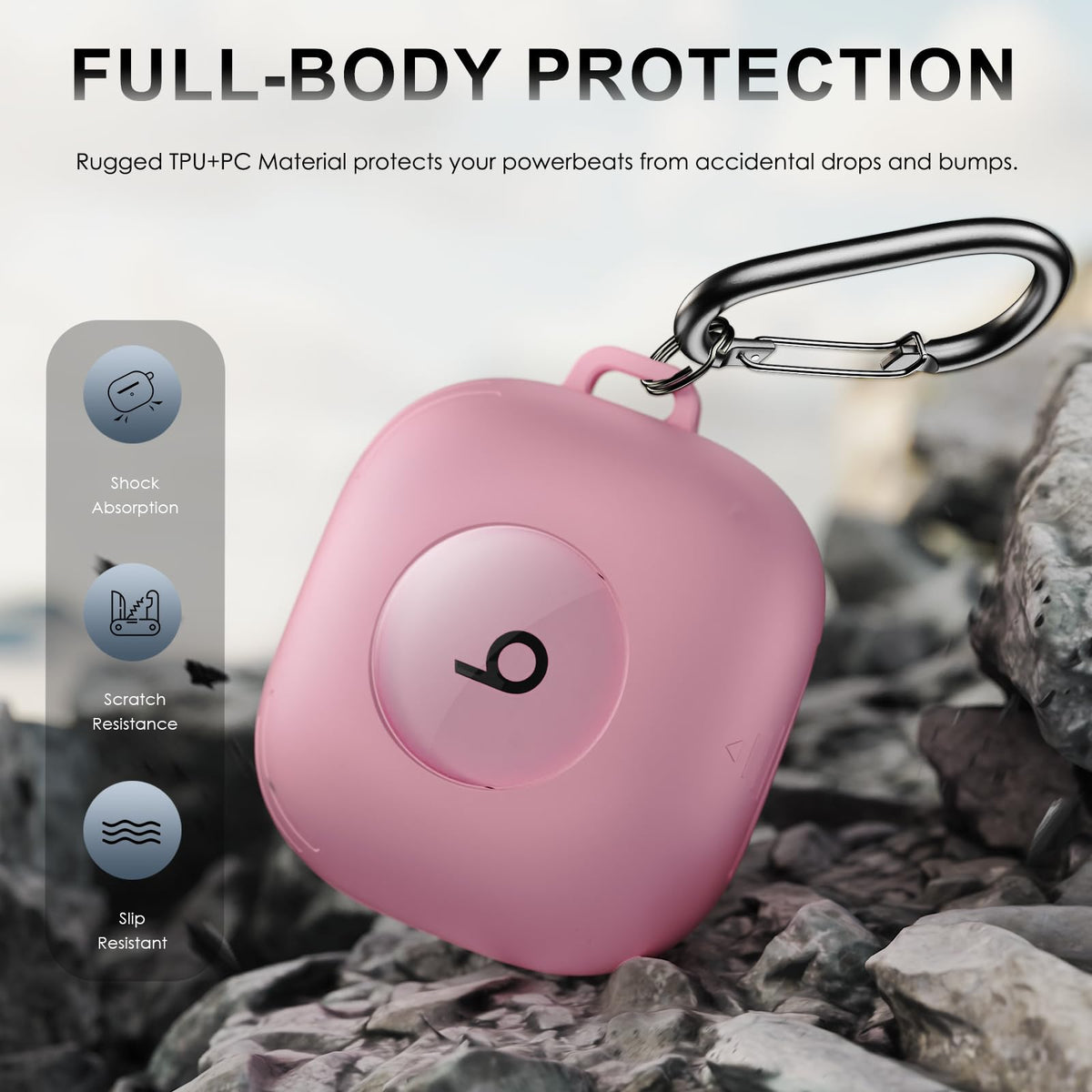 LDSXAY Powerbeats Fit cleaning pen and carabiner for on-the-go maintenance.