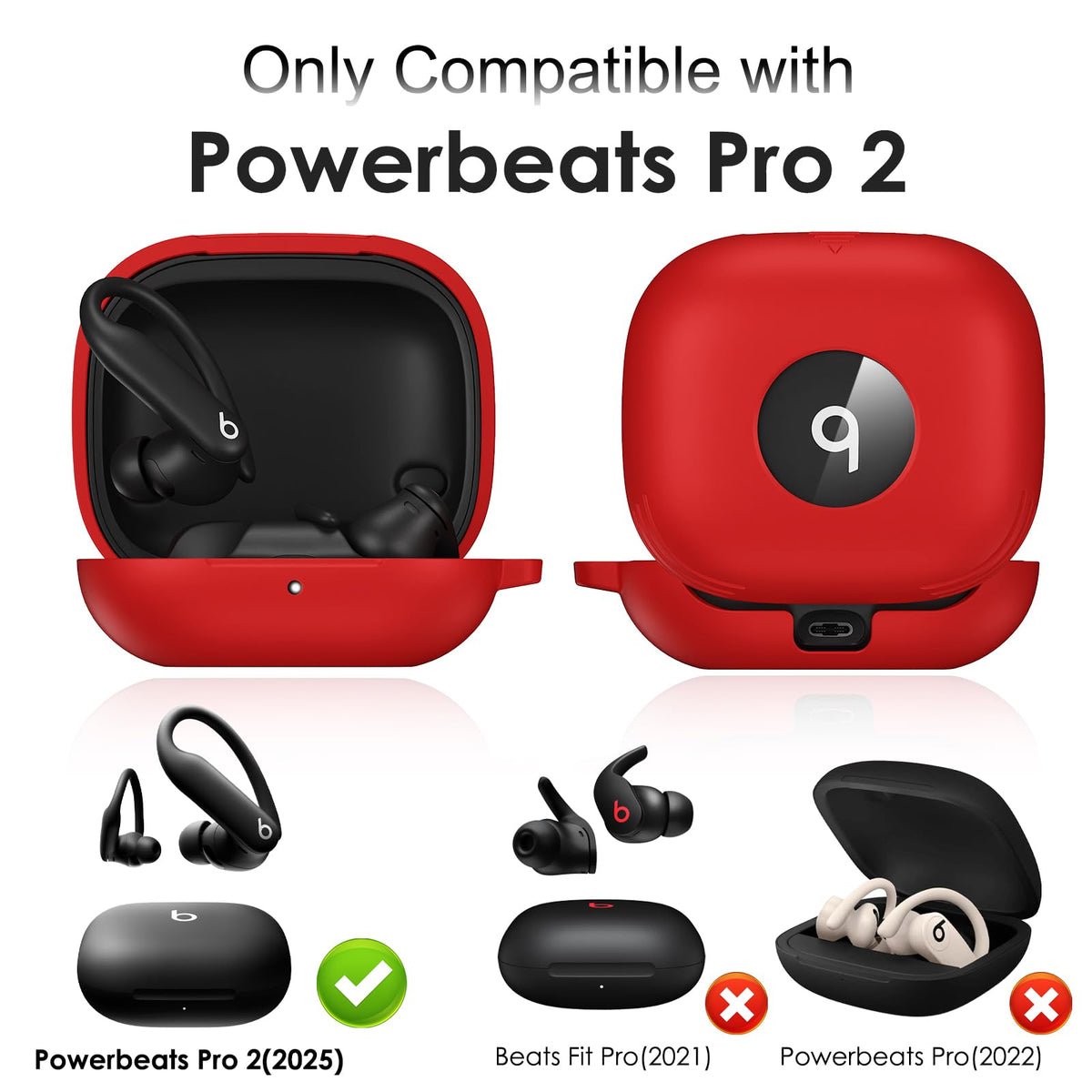 LDSXAY Powerbeats Pro 2 case magnetic lid demonstrates secure closure.