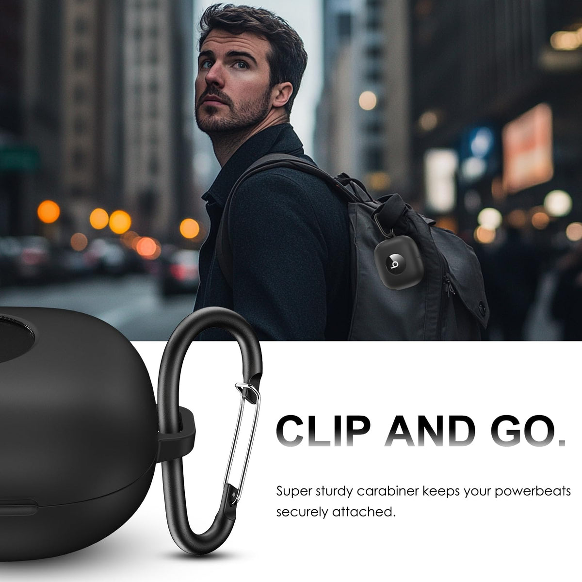 Transparent LDSXAY Powerbeats Pro 2 case shows logo while gripping securely