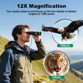 Leacco large 50mm objective lens supports 12x zoom for distant detail
