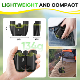 Leacco binoculars fit easily into a backpack for hiking or cruises.
