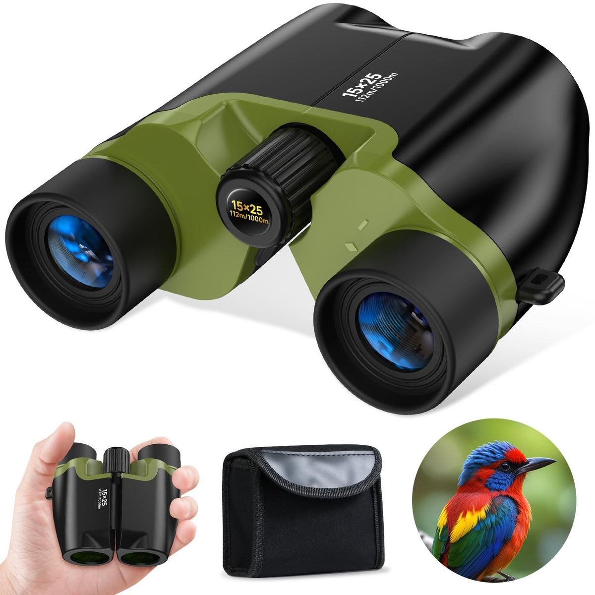 Leacco compact binoculars 15x25 in use shows sharp detail for outdoor viewing.