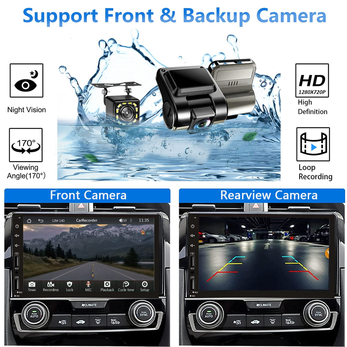 Leadfan 7-inch capacitive touchscreen in car stereo for clear navigation and media.