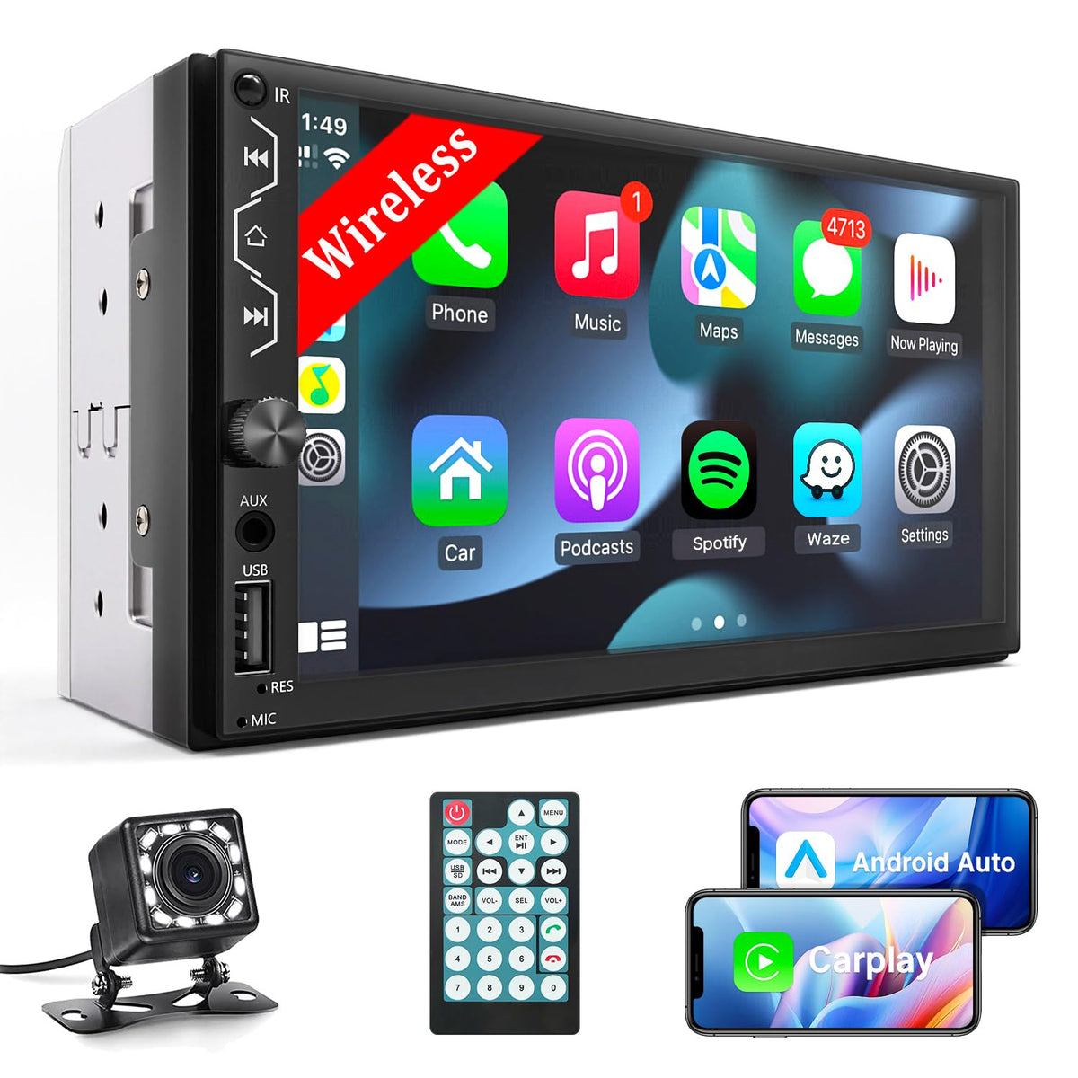 Leadfan 7-inch double din front view with responsive touchscreen for safe driving