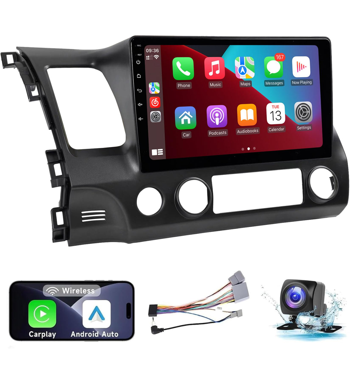 Leadfan 8-core car radio with 10.1-inch touchscreen for Honda Civic enhances navigation.