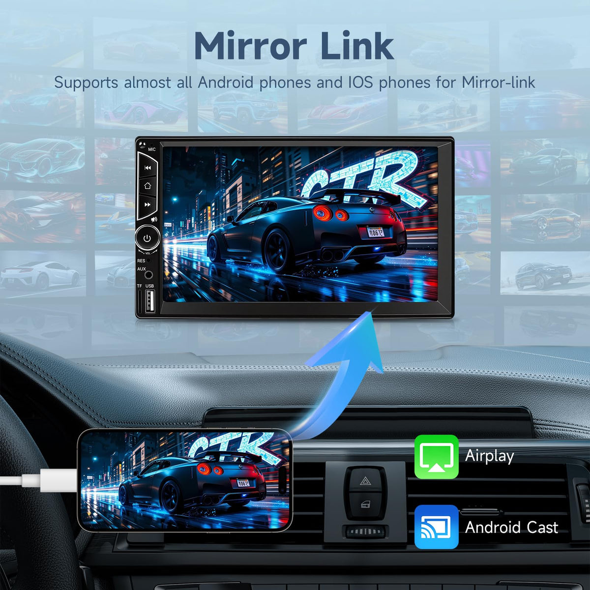 Leadfan close-up of the 7-inch touchscreen, responsive touch and clarity