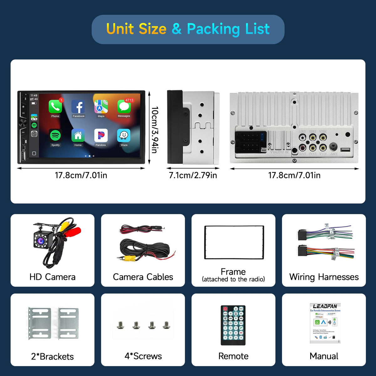 Leadfan mirror-link supports iPhone and Android mirroring for Maps and videos.
