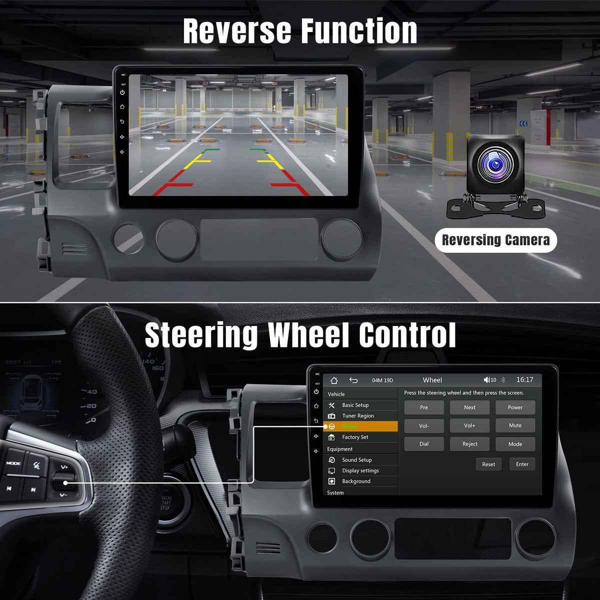 Leadfan steering wheel controls improve convenience while driving in Civic.