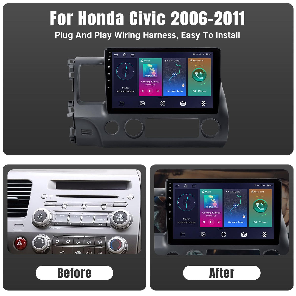 Leadfan wireless Apple CarPlay for Honda Civic enables hands-free connectivity.