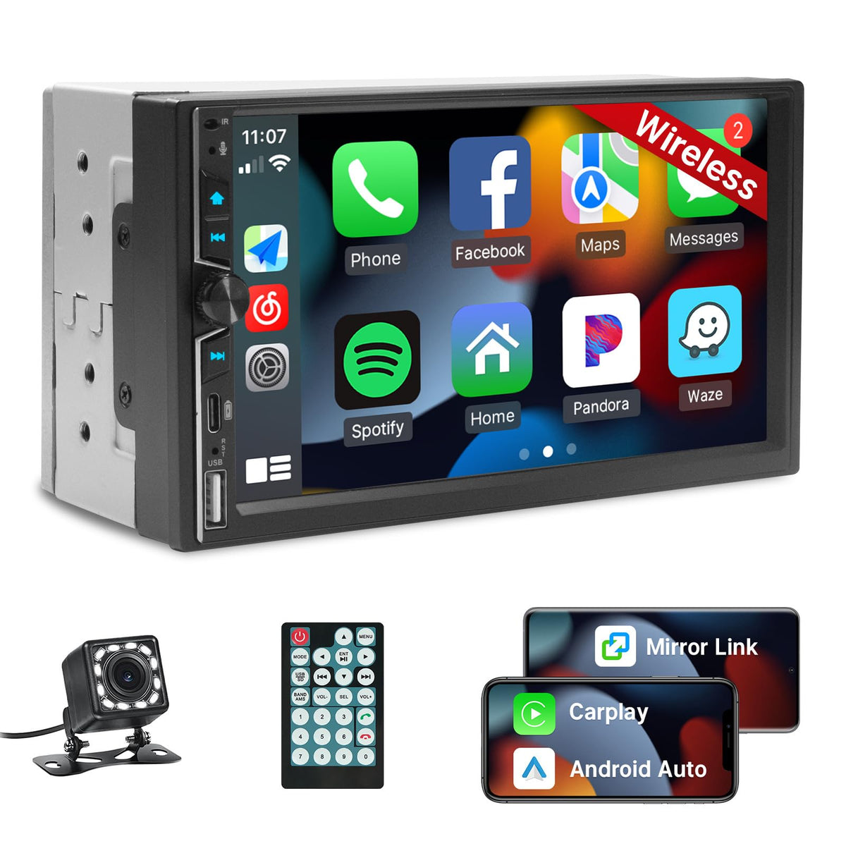 Leadfan wireless double din car stereo on dash for seamless in-car entertainment upgrade.