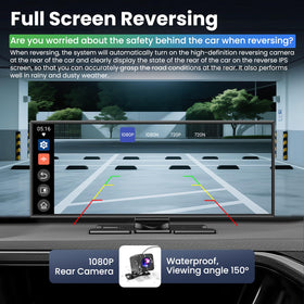 Leadtree 1080p rear camera provides a clear backup view in all weather.