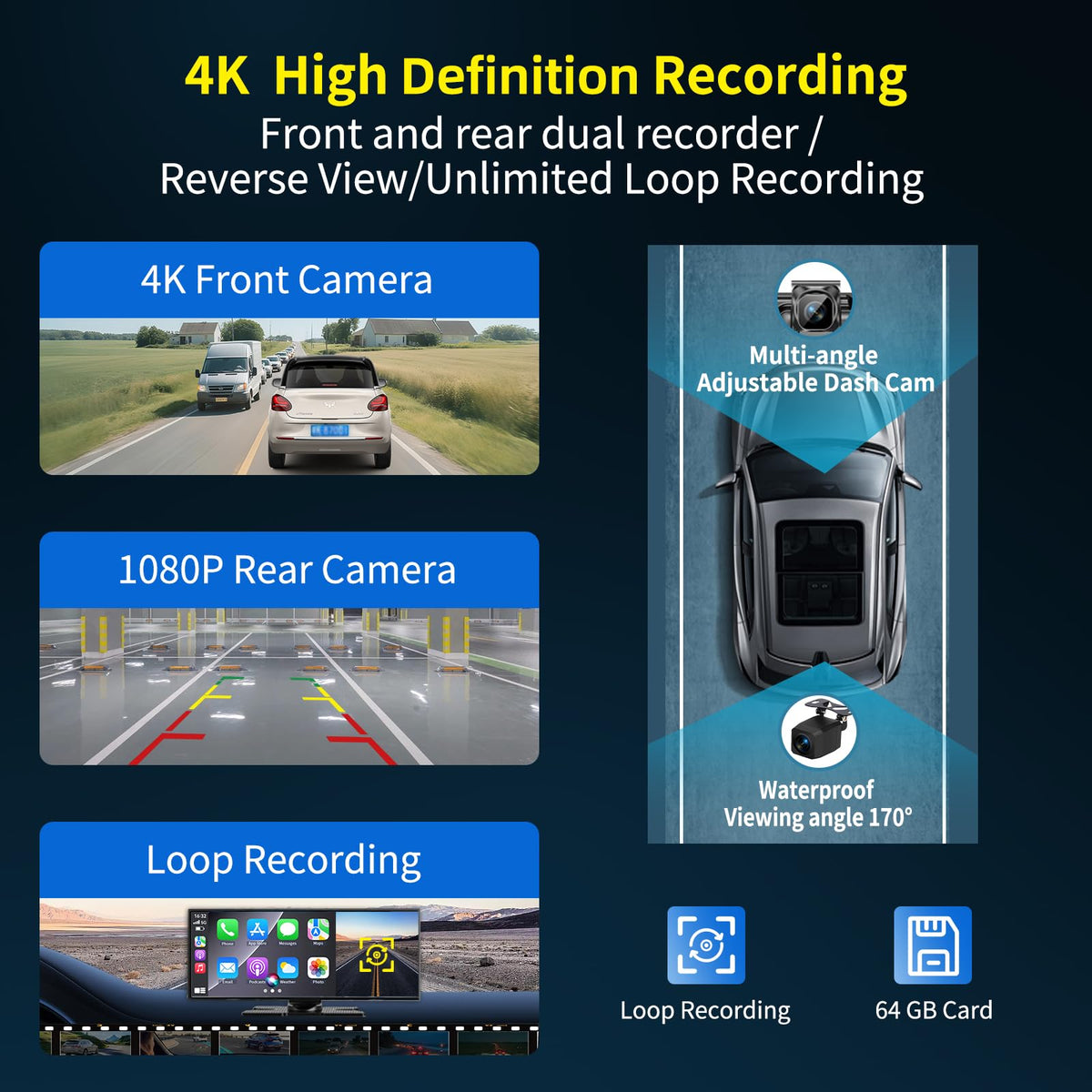 Leadtree 4K dash cam front camera captures sharp road footage