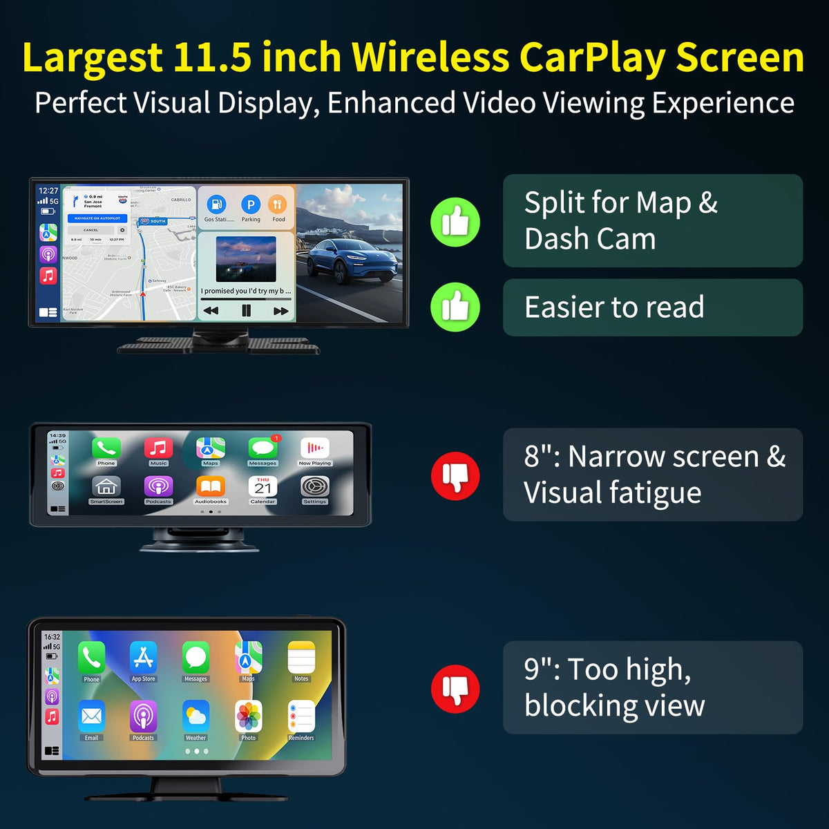 Leadtree wireless CarPlay and Android Auto connection in car cabin