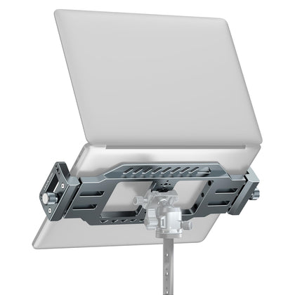 Leaplumin front view of mount showing secure laptop hold and stable setup