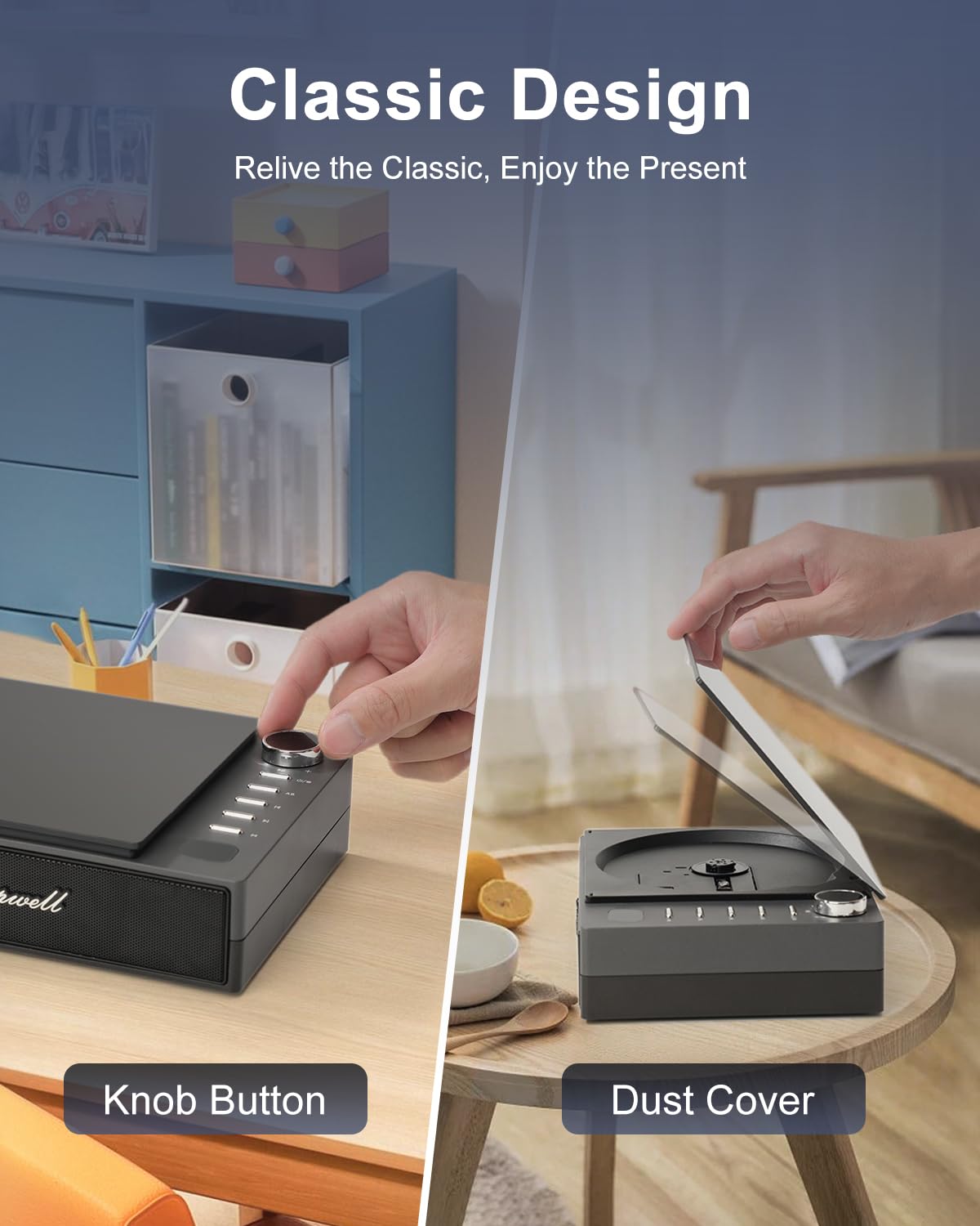 Leapwell retro CD player connects to external speakers for richer home sound.