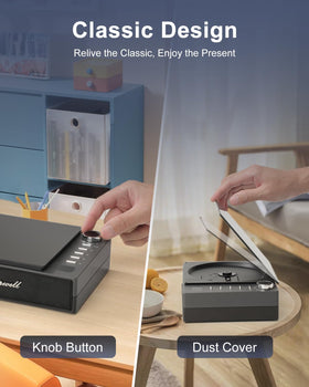 Leapwell retro CD player connects to external speakers for richer home sound.