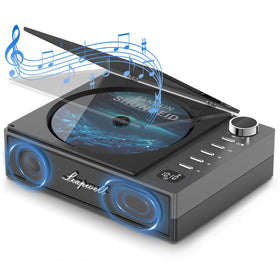 Leapwell portable CD player shown in a cozy home setting for easy listening.