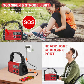 Leaton radio on a campsite table with tent, reliable off-grid support
