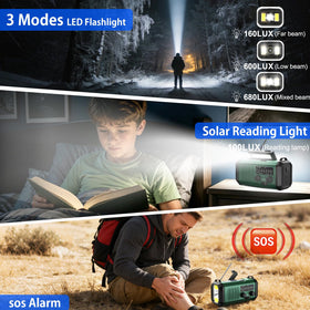 Leaton 20-LED flashlight beam across trail, focused visibility at night