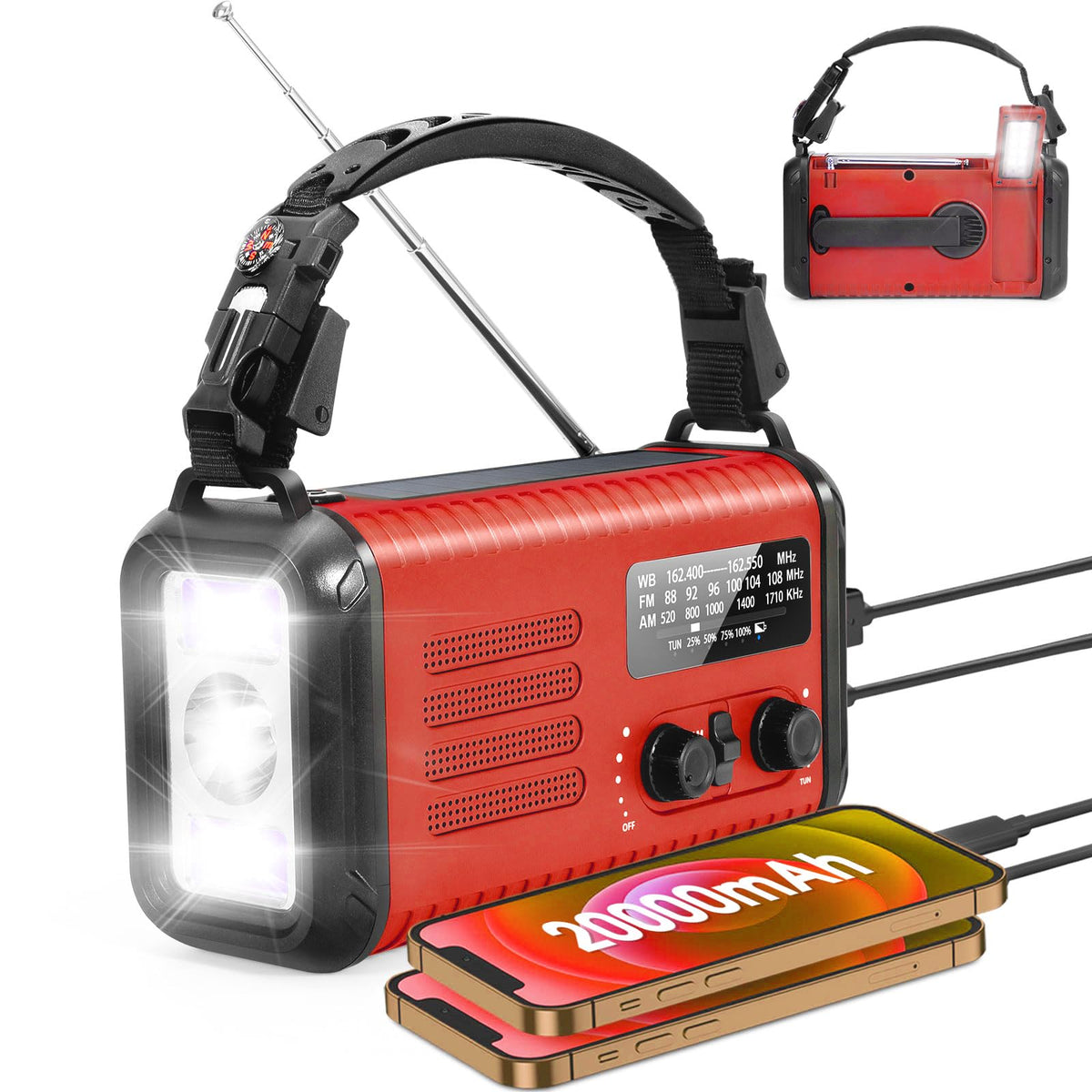 Leaton front packaging showing radio and features, clear emergency readiness