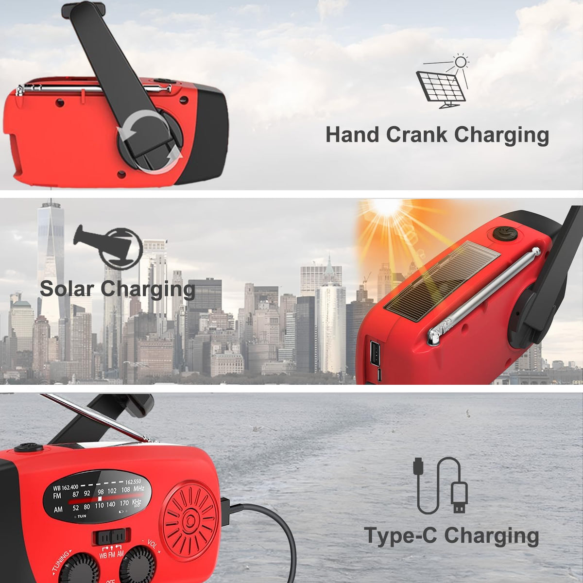 Leaton three-LED flashlight in SOS mode signaling rescuers at night