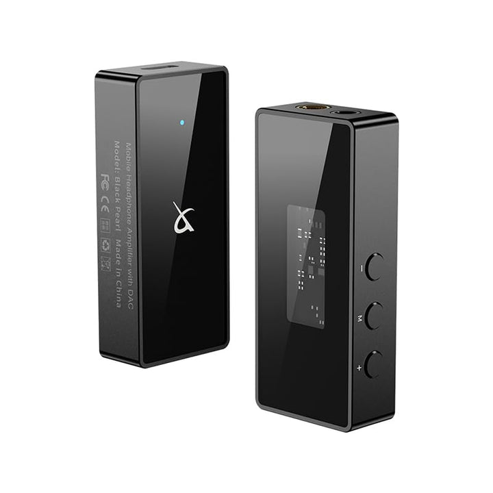 LEAUDIO Black Pearl front panel showing dual outputs and portable advantage