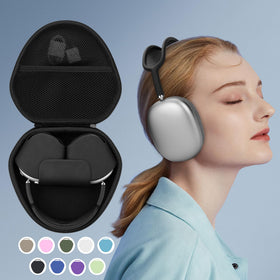 Lebakort AirPods Max case closeup zipper ensures secure, quick access.