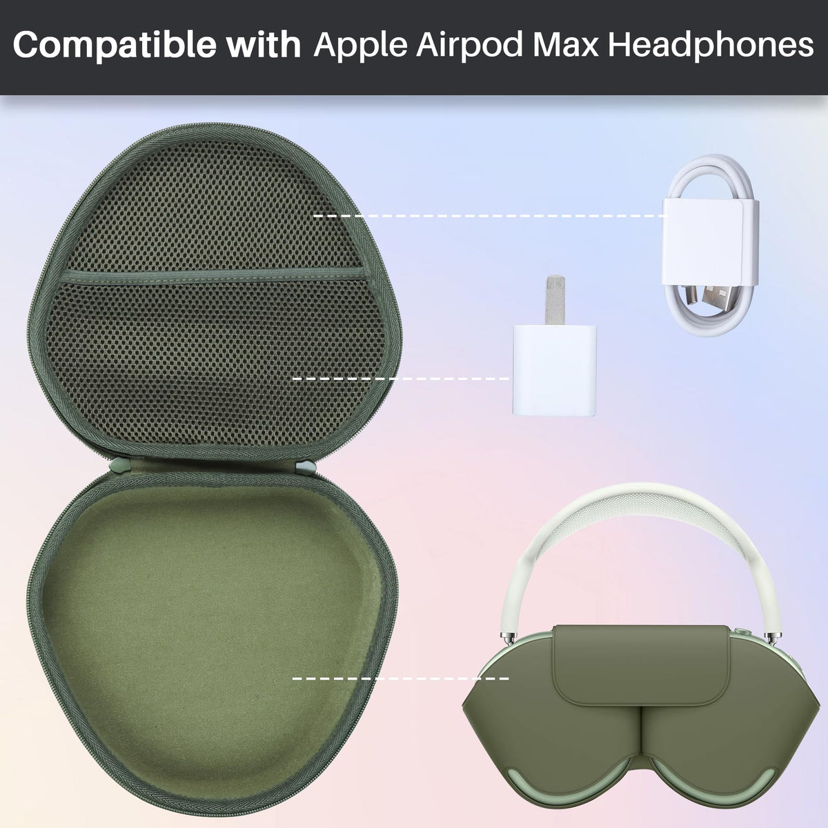 Lebakort AirPods Max case interior velvet lining protects headphones from scratches