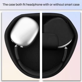 Lebakort AirPods Max hard case side pocket close-up shows accessory organization