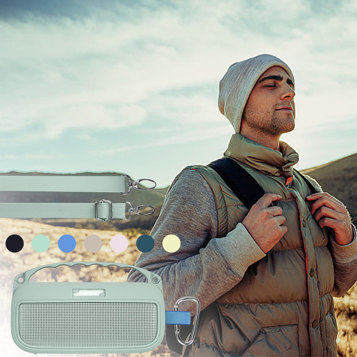 Travel-ready Lebakort Alpine Sage silicone cover for on-the-go listening