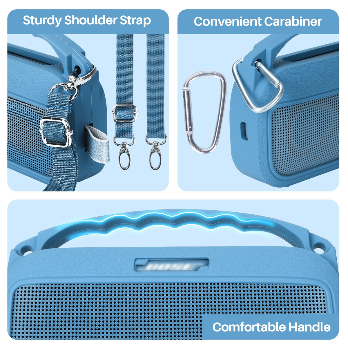 Lebakort blue-dusk silicone cover with precise cutouts for full access.