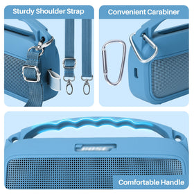 Lebakort blue-dusk silicone cover with precise cutouts for full access.