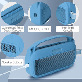 Lebakort blue-dusk cover includes shoulder strap for hands-free transport.