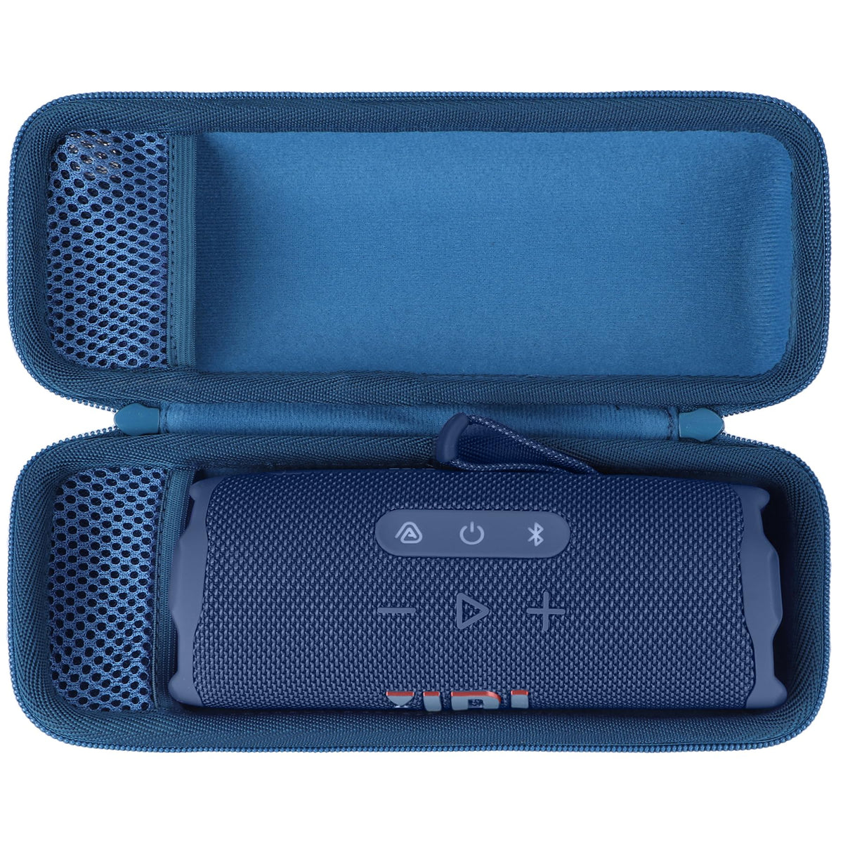 Lebakort blue hard case for JBL Flip7 showing rugged protection on the go