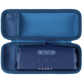 Lebakort blue hard case for JBL Flip7 showing rugged protection on the go
