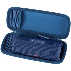 Lebakort blue case interior with velvet lining cushioning the speaker