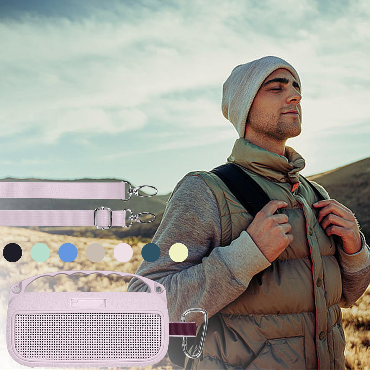 Lebakort Petal Pink aesthetic enhances visual harmony with the speaker.