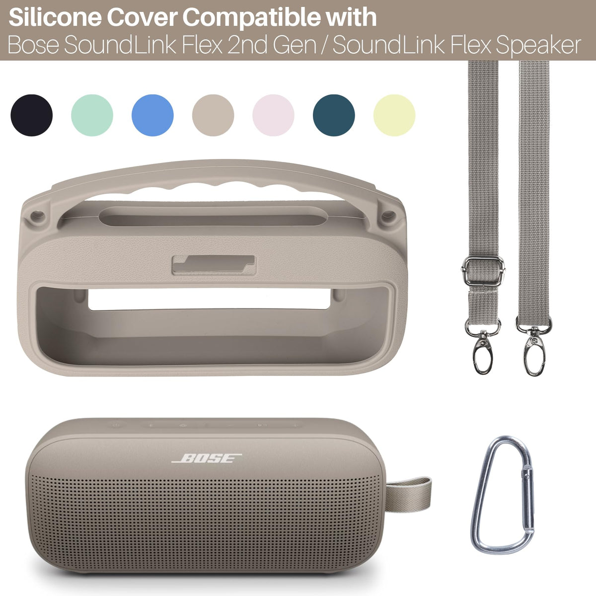 Lebakort sandstone cover on Bose SoundLink Flex 2nd Gen offers seamless fit