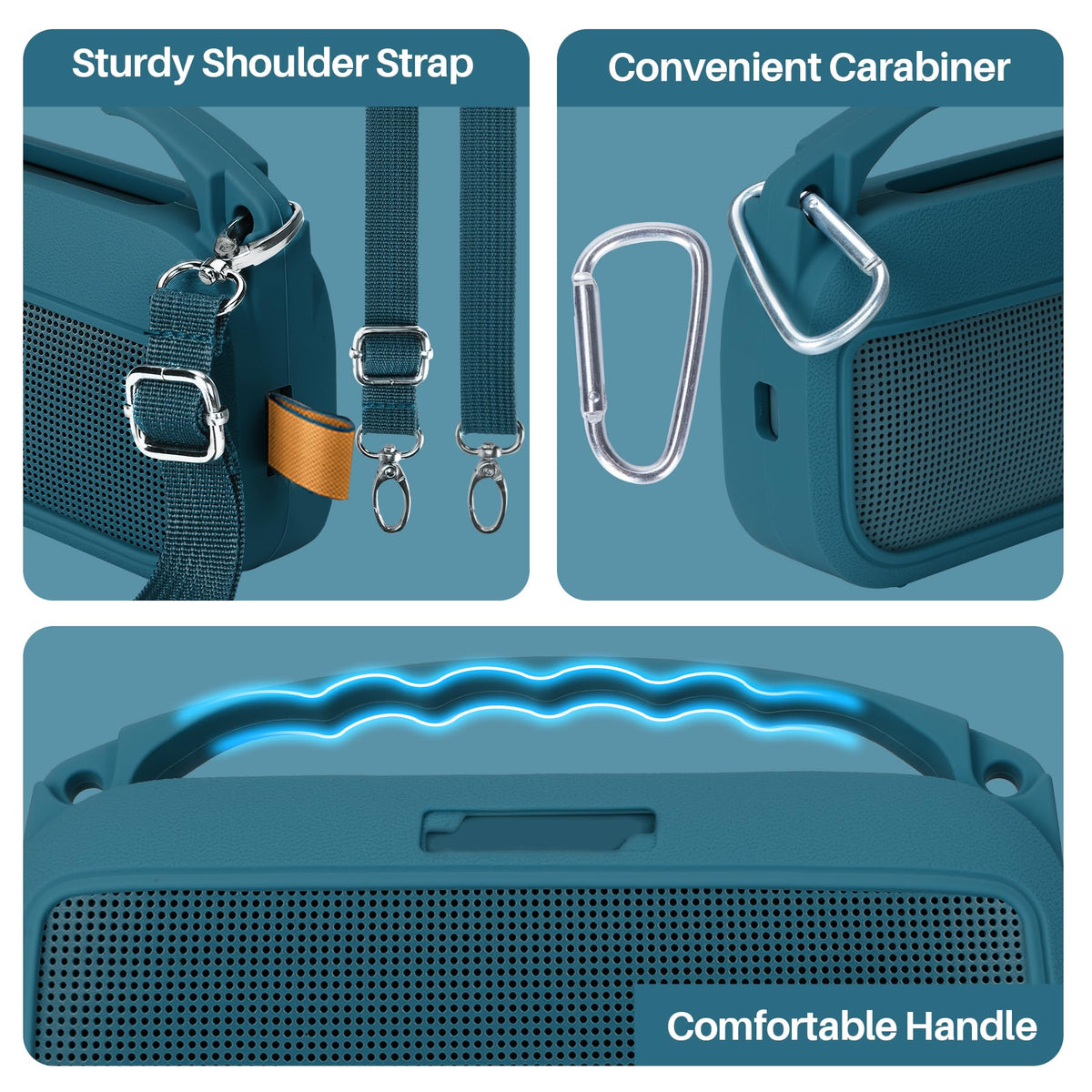 Lebakort ergonomic handle on Bose SoundLink Flex 2nd Gen makes carrying comfortable.