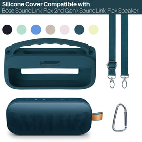 Lebakort silicone texture detail for Bose SoundLink Flex 2nd Gen enhances grip and drop protection.