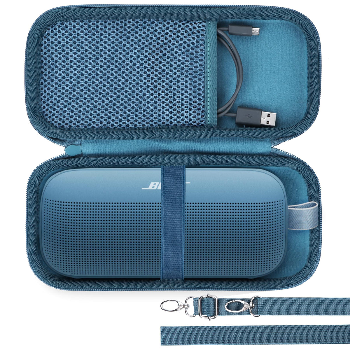Lebakort Bose SoundLink Flex case exterior in blue dusk protects on the go